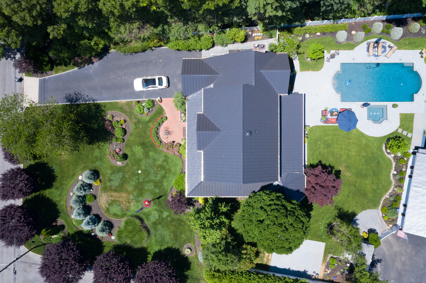 Aerial view of a Sav A Roof residential roofing project